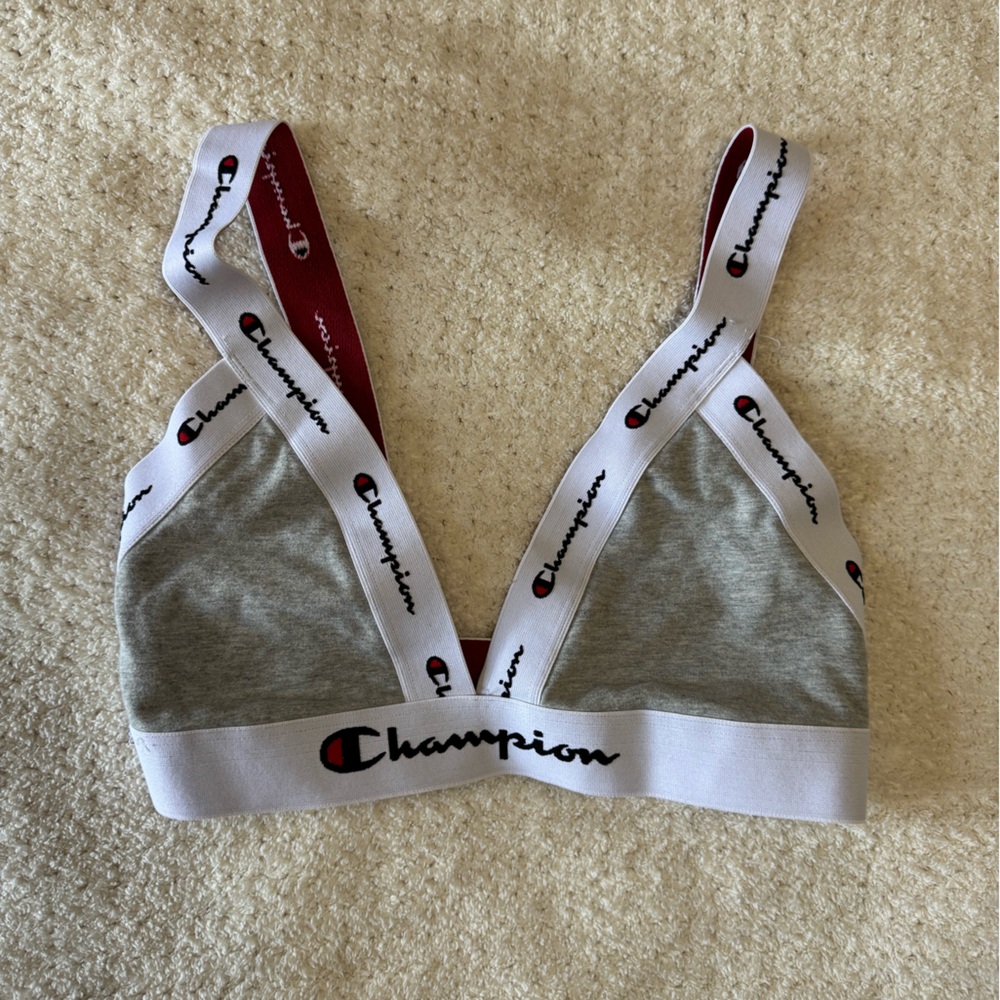 Champion Red, Gray, and White Sports Bra
